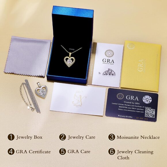 Women Moissanite Heart Pendant Necklace Sterling Silver 1ct Love Gift - Picture 5 of 7